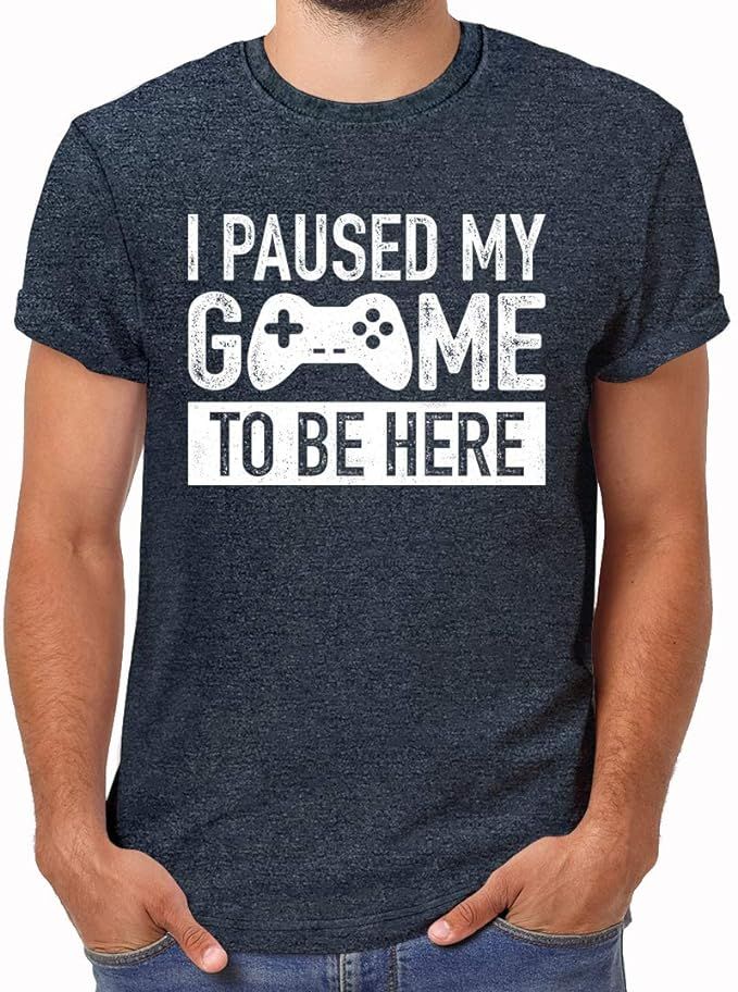 I Paused My Game to Be Here t Shirt Gamer Gifts for Men Gaming Funny Graphic Tees | Amazon (US)
