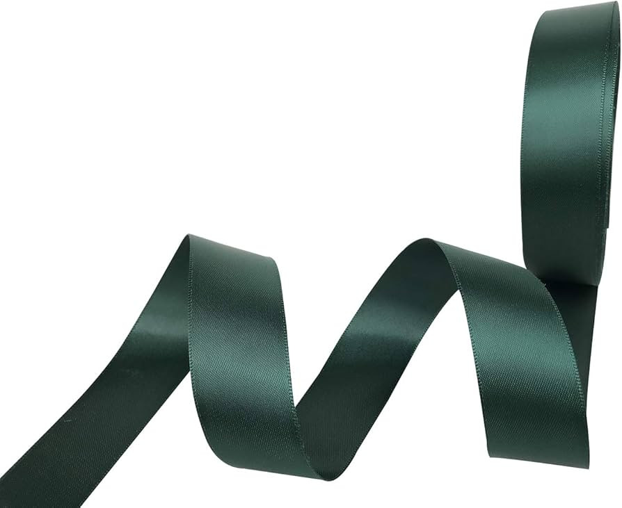 QIANF 3/8 Inch Wide Double Face Satin Ribbon No Fading Woven Ribbon - 25 Yard (593-Dark Green) | Amazon (US)