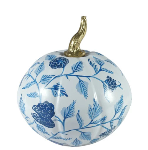 White Pumpkin with Blue Floral | The Enchanted Home