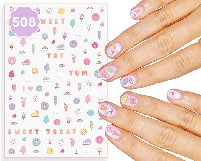 xo, Fetti Kids Donut Nail Stickers - 508 Decals | Birthday Girl Party Favors, DIY Home Activity, ... | Amazon (US)