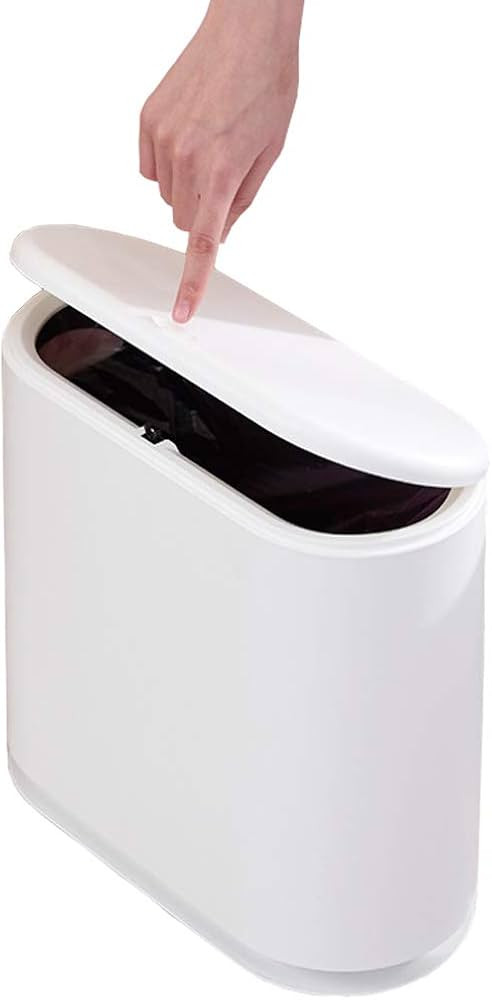 Sooyee 10 Liter Rectangular Plastic Trash Can Wastebasket with Press Type Lid,2.4 Gallon Garbage ... | Amazon (US)