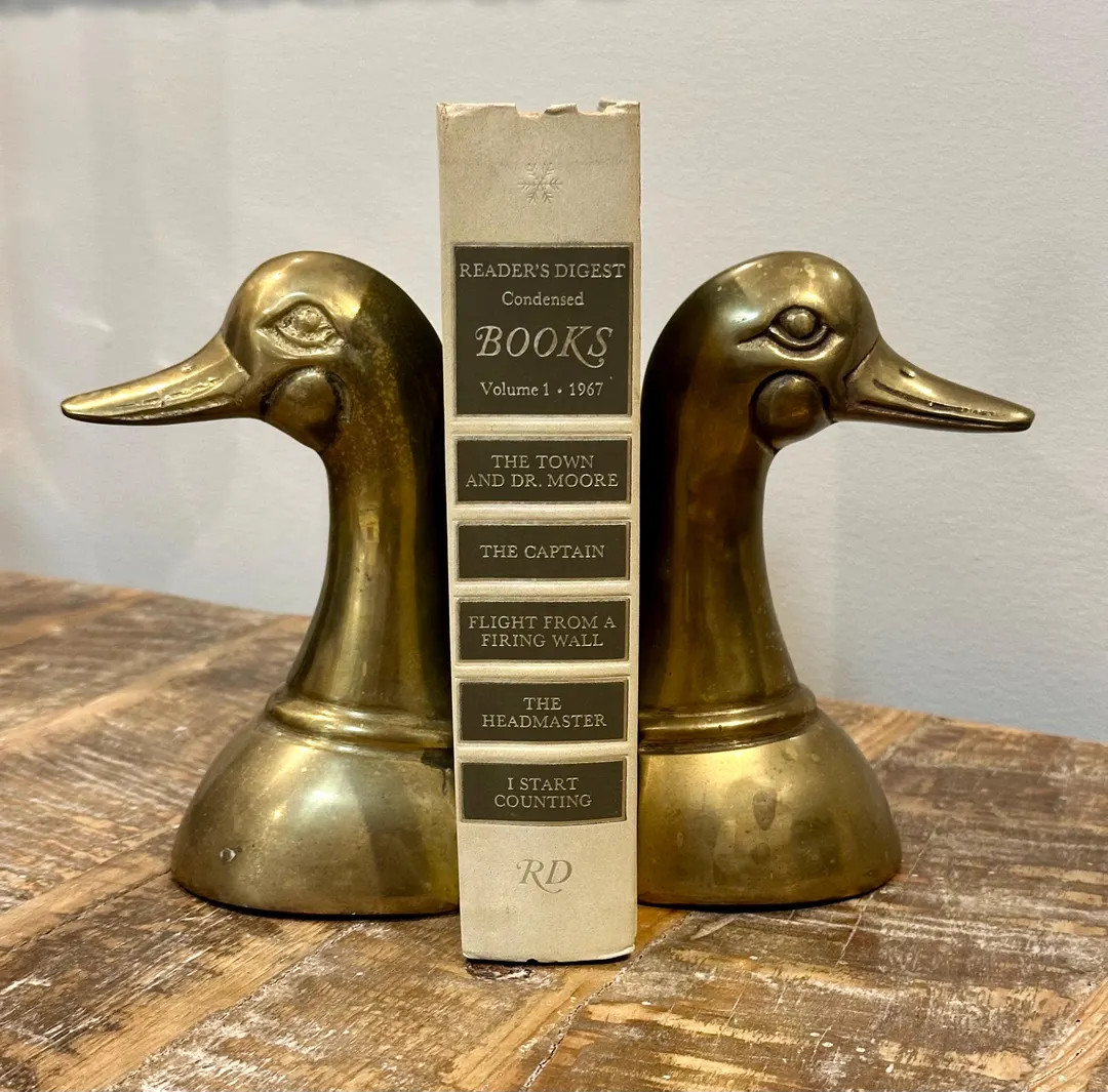Great Vintage Brass Duck Head Bookends, Solid Brass With Felt Bottom - Etsy | Etsy (US)