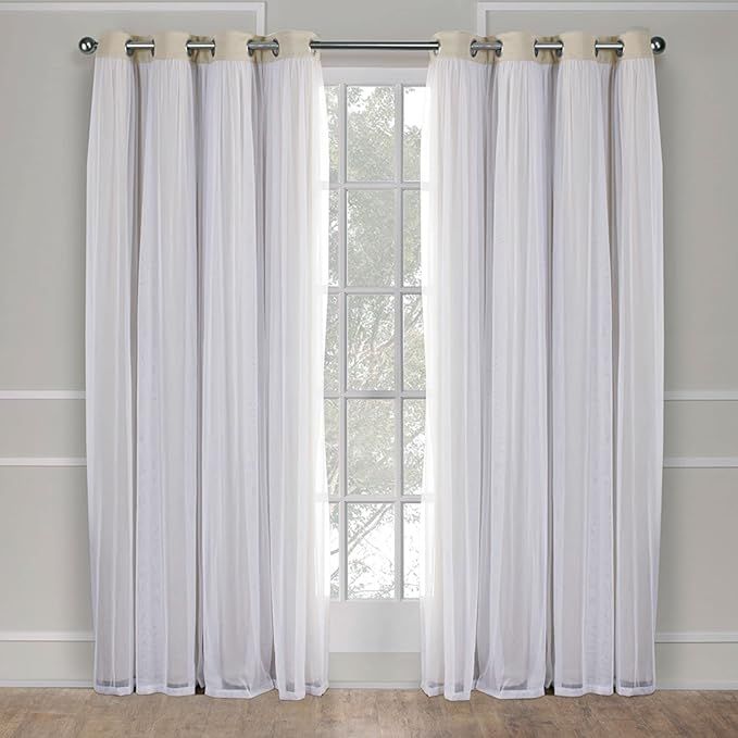 Exclusive Home Catarina Layered Solid Room Darkening Blackout and Sheer Grommet Top Curtain Panel... | Amazon (US)