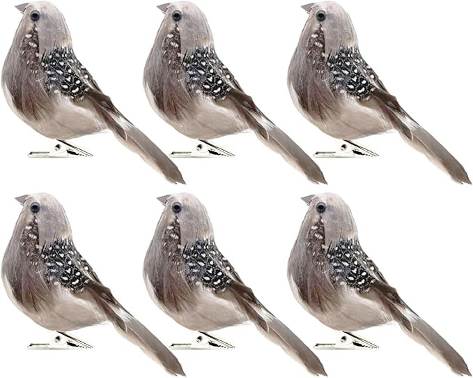 LWINGFLYER 6pcs Artificial Simulation Foam Bird Sparrow Ornaments Clip on Decorative Feathered Bi... | Amazon (US)