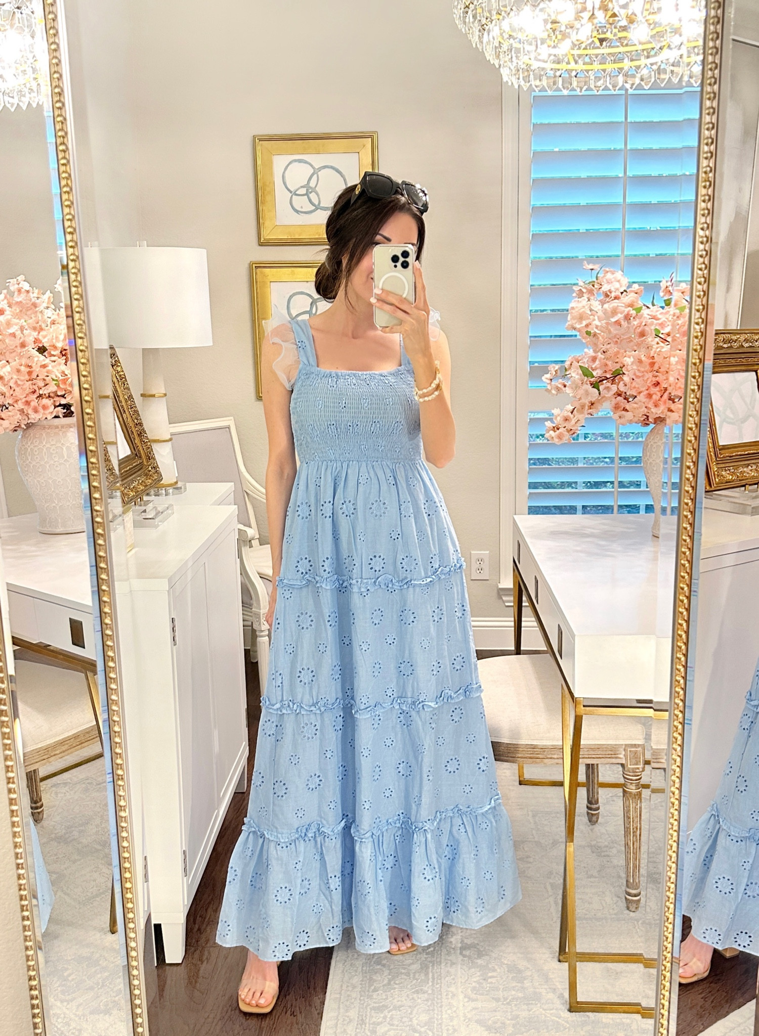 baby blue vacation dress Palma Low Back Strappy Maxi Dress Baby Blue main image 0