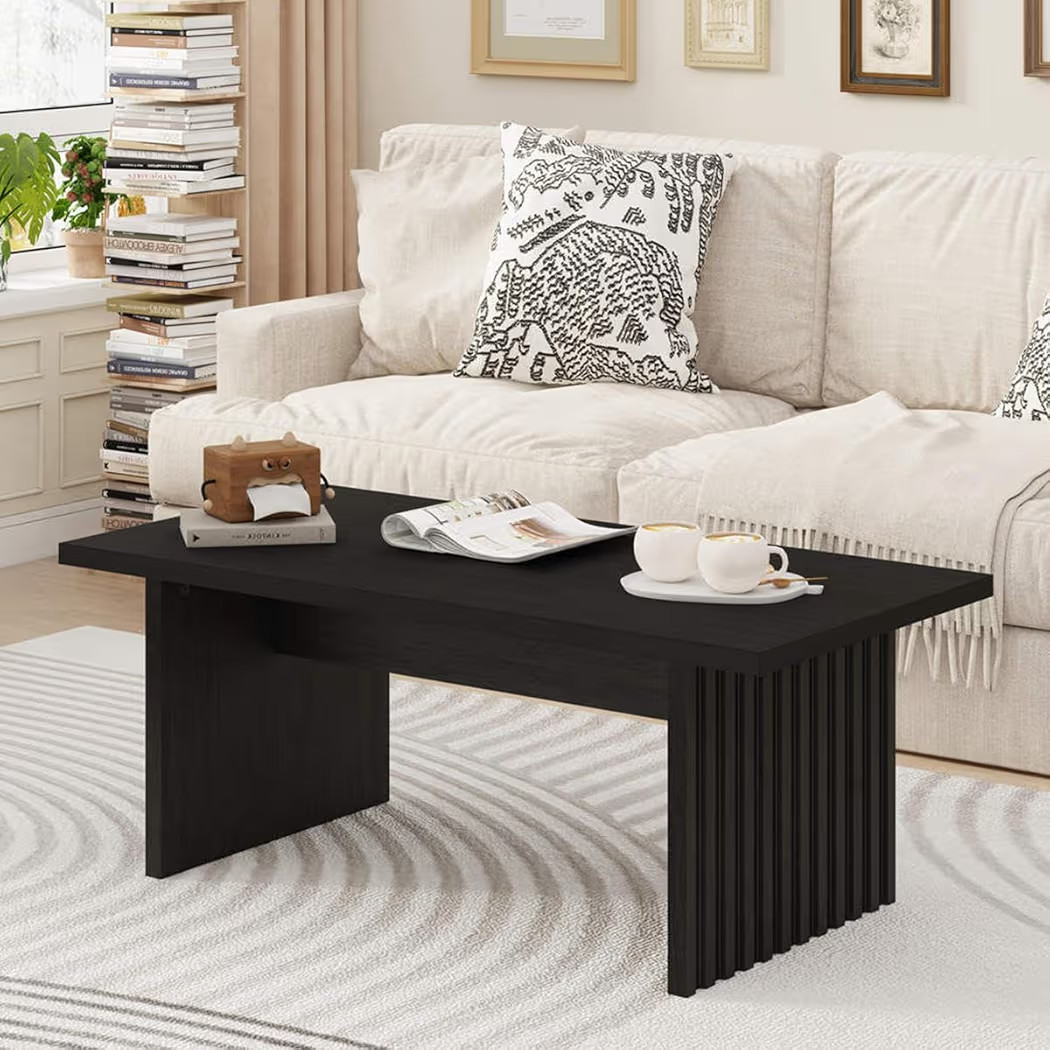 BON AUGURE Black Coffee Table, Modern Coffee Tables for Living Room, Wooden Center Table, Living Room Tables for Home, Office (Black Oak, 43Inch) | Amazon (US)