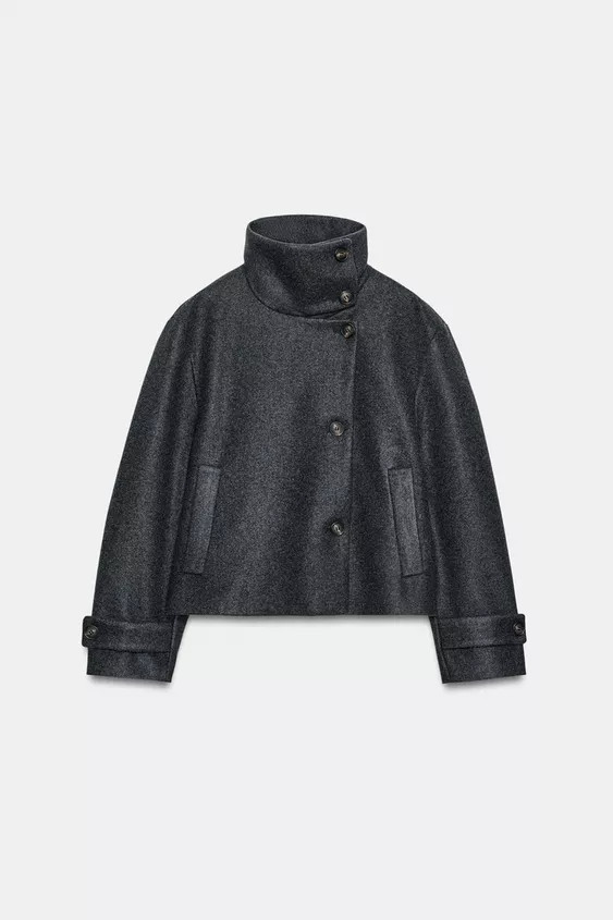 SHORT HIGH NECK COAT | Zara Canada