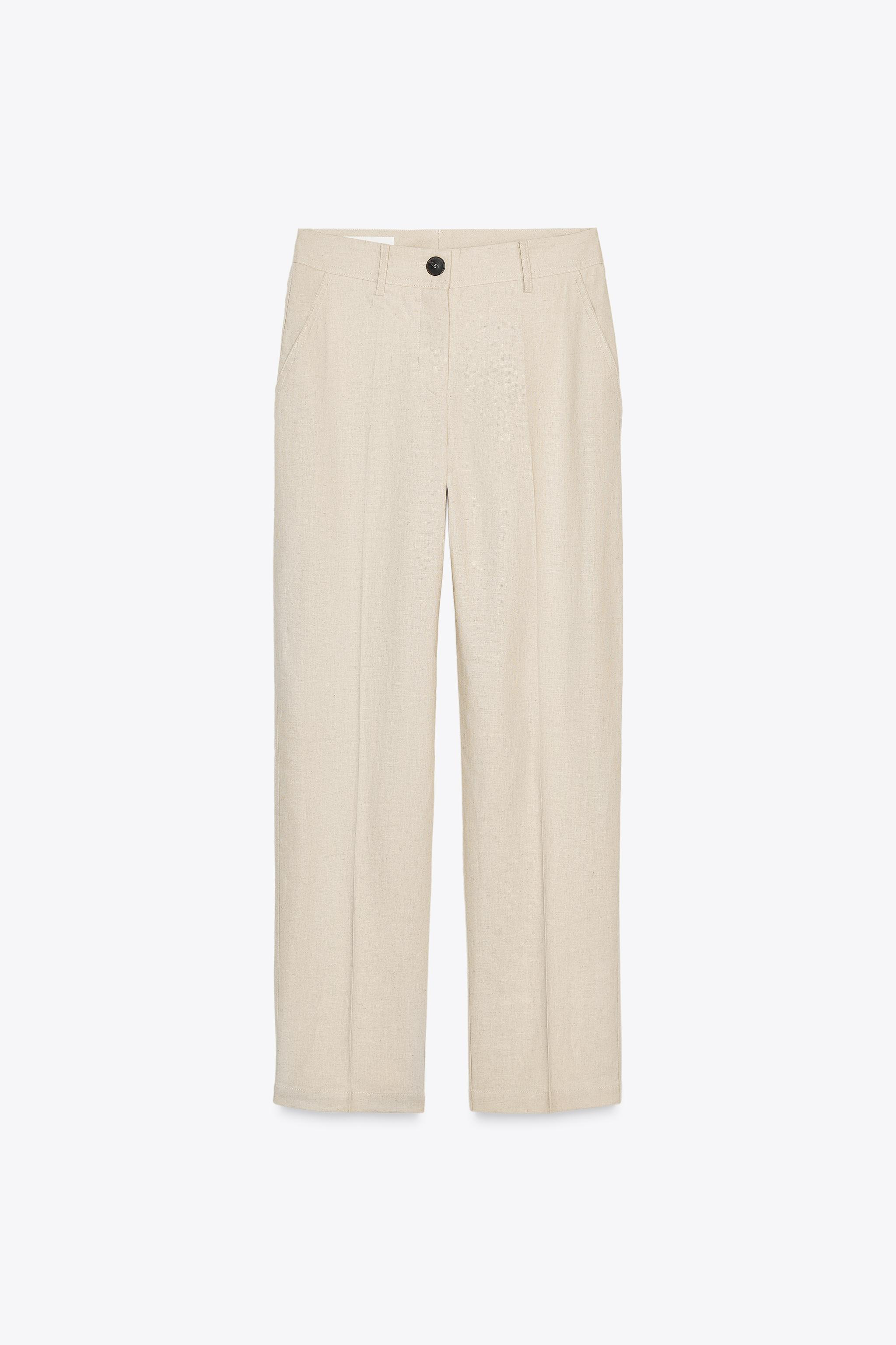 LINEN BLEND STRAIGHT PANTS | Zara US