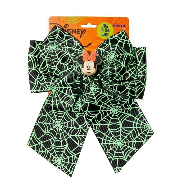 Claire's Disney Halloween Spider Web Minnie Mouse Bow with Alligator Hair Clip | Walmart (US)