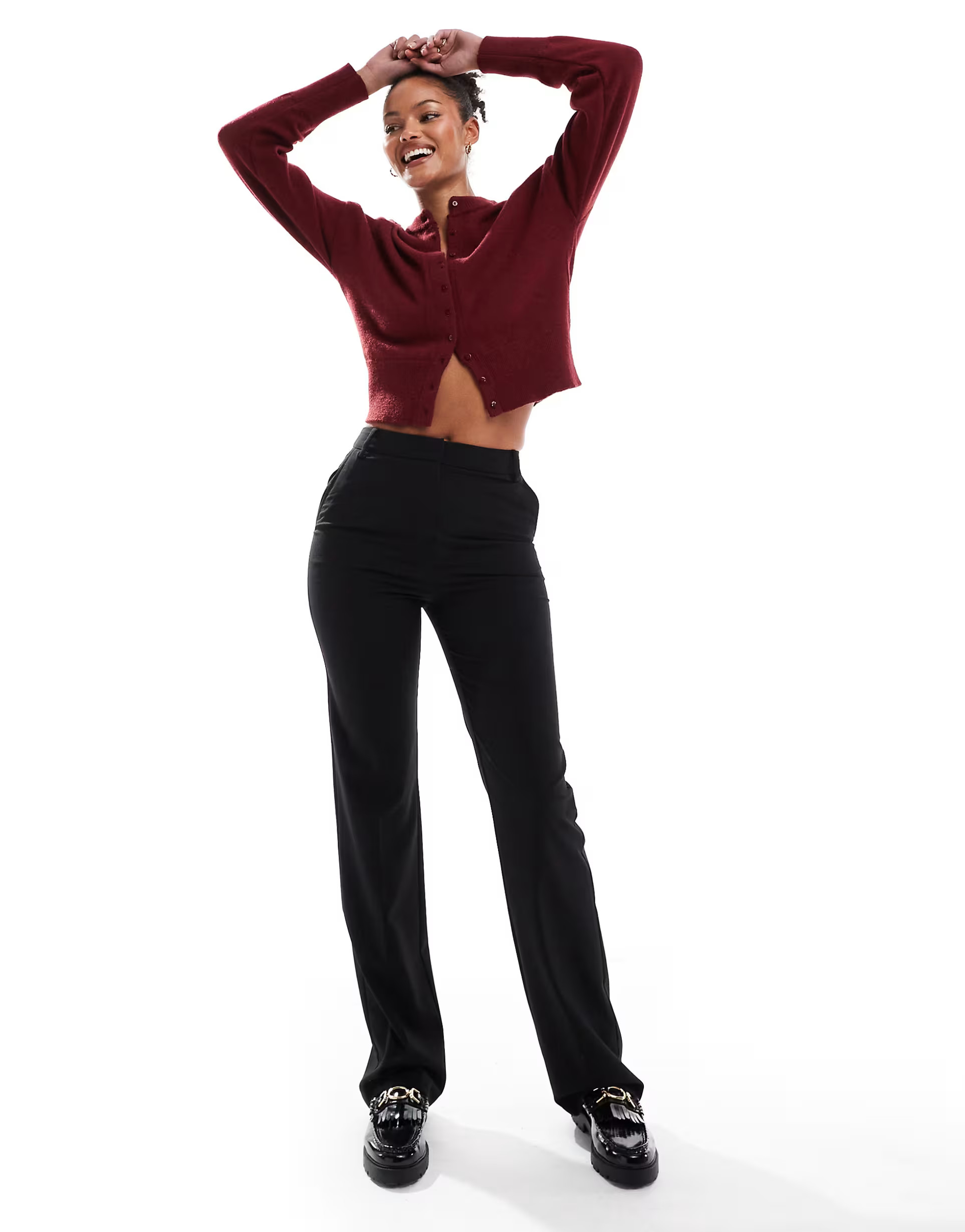 ASOS DESIGN Tall tailored slim straight trousers in black | ASOS (Global)