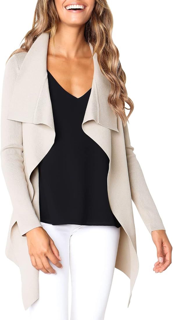 ANRABESS Women's Casual Long Sleeve Open Front Jackets Knitted Cardigan Sweater with Belt | Amazon (US)