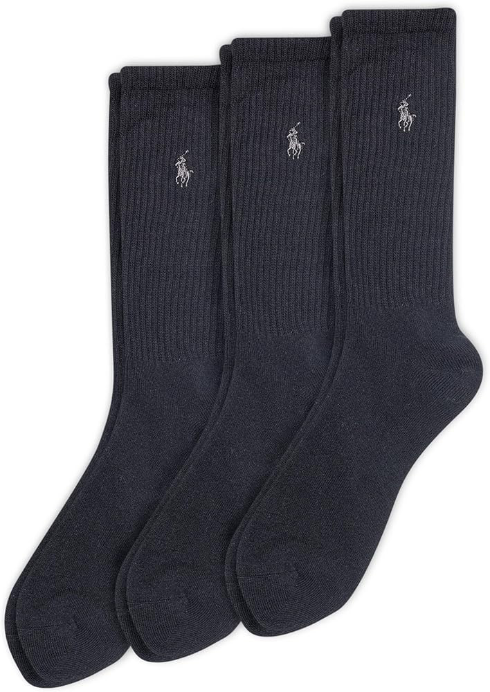 Polo Ralph Lauren Men's Ribbed Casual Crew Socks -3 Pair Pack- Cotton Comfort & Heel-toe Reinforc... | Amazon (US)