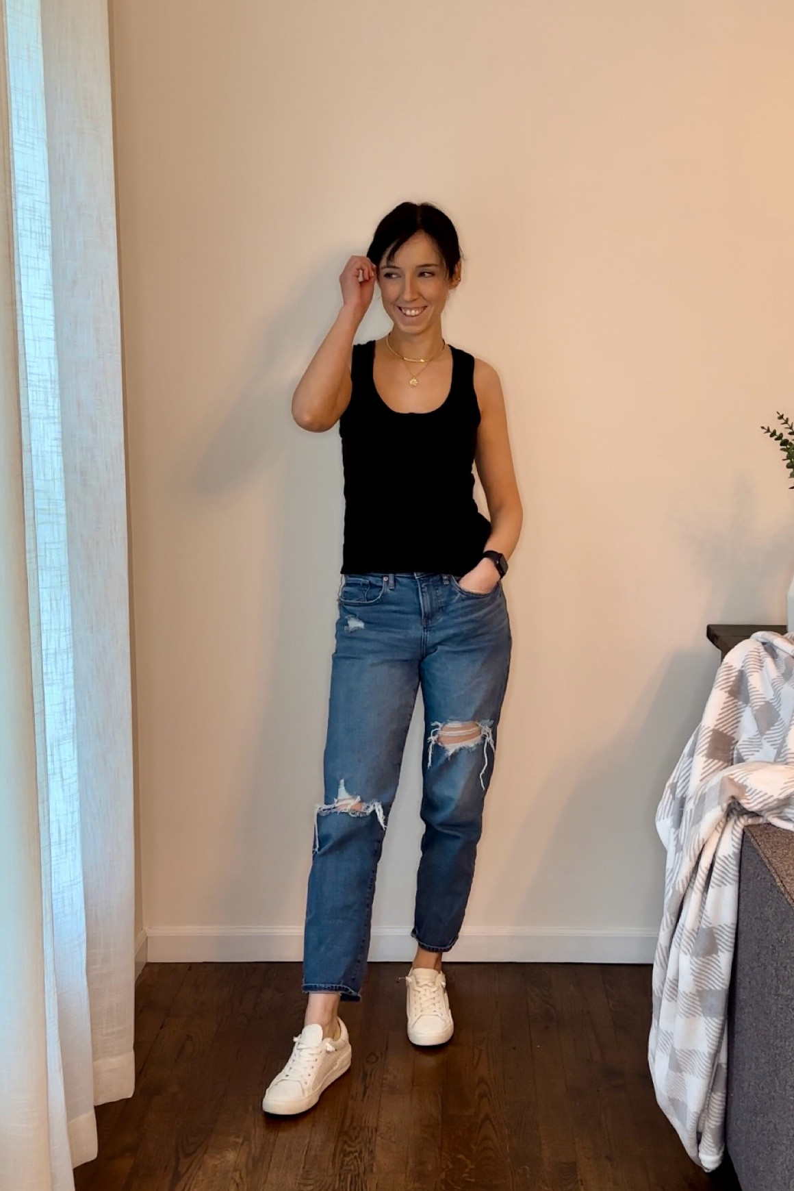 Black tank size S
Jeans size 00
White sneakers size 6.5

Spring outfit, weekend outfit, casual outfit, minimalist outfit, millennial outfit, easy outfit 

#LTKFindsUnder100 #LTKSeasonal #LTKStyleTip