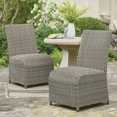 Montville Wicker Outdoor Dining Side Chairs, Set of Two | Grandin Road | Grandin Road