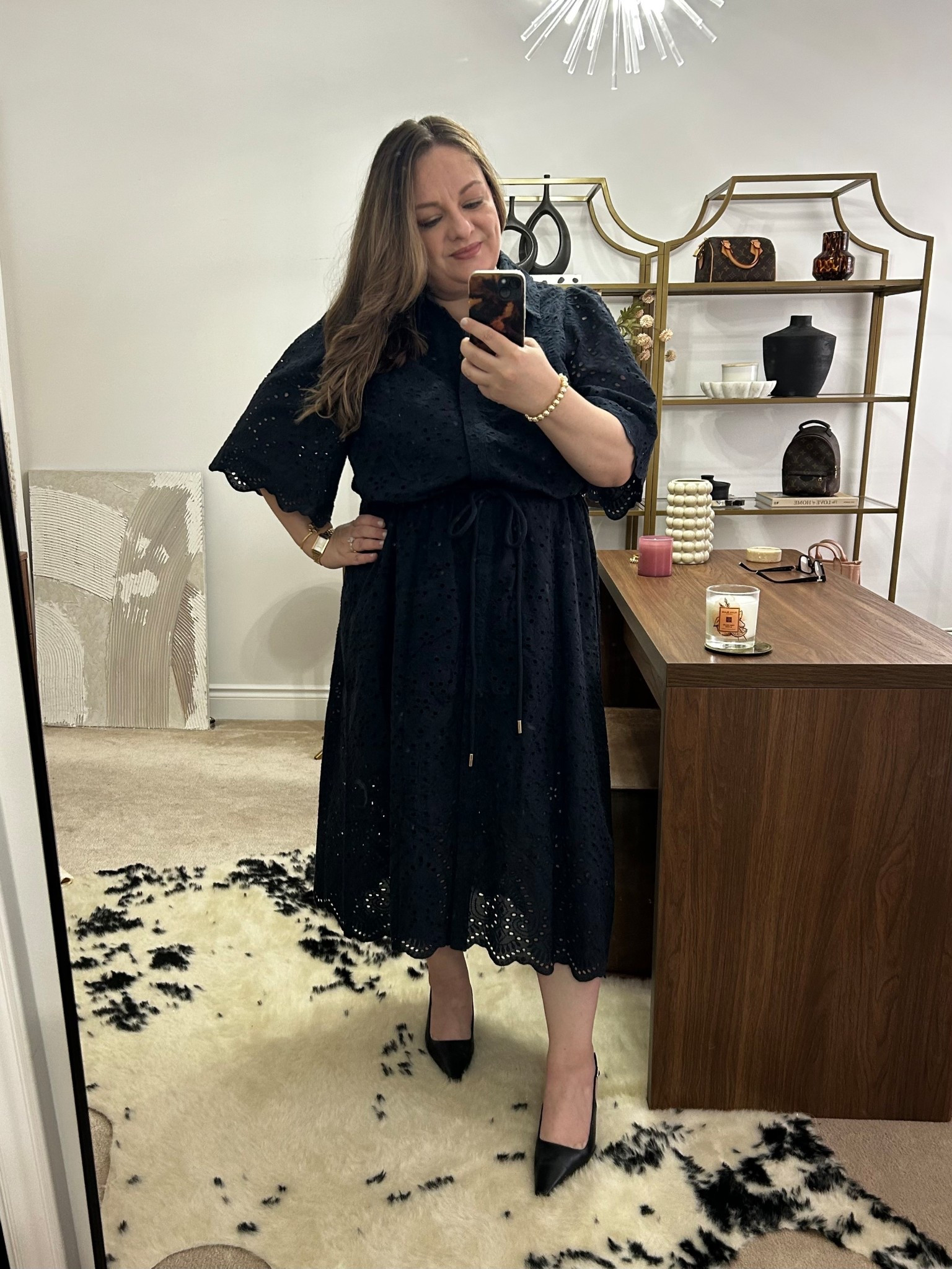 This eyelet dress in navy is gorgeous! On sale now! Perfect for spring and summer! 

#LTKOver40 #LTKMidsize #LTKSeasonal