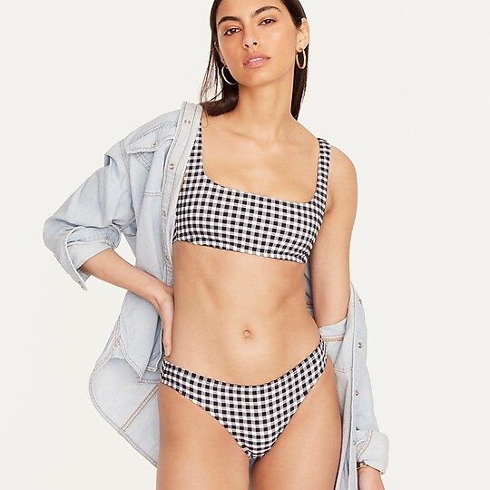 Squareneck bikini top in soft gingham | J.Crew US