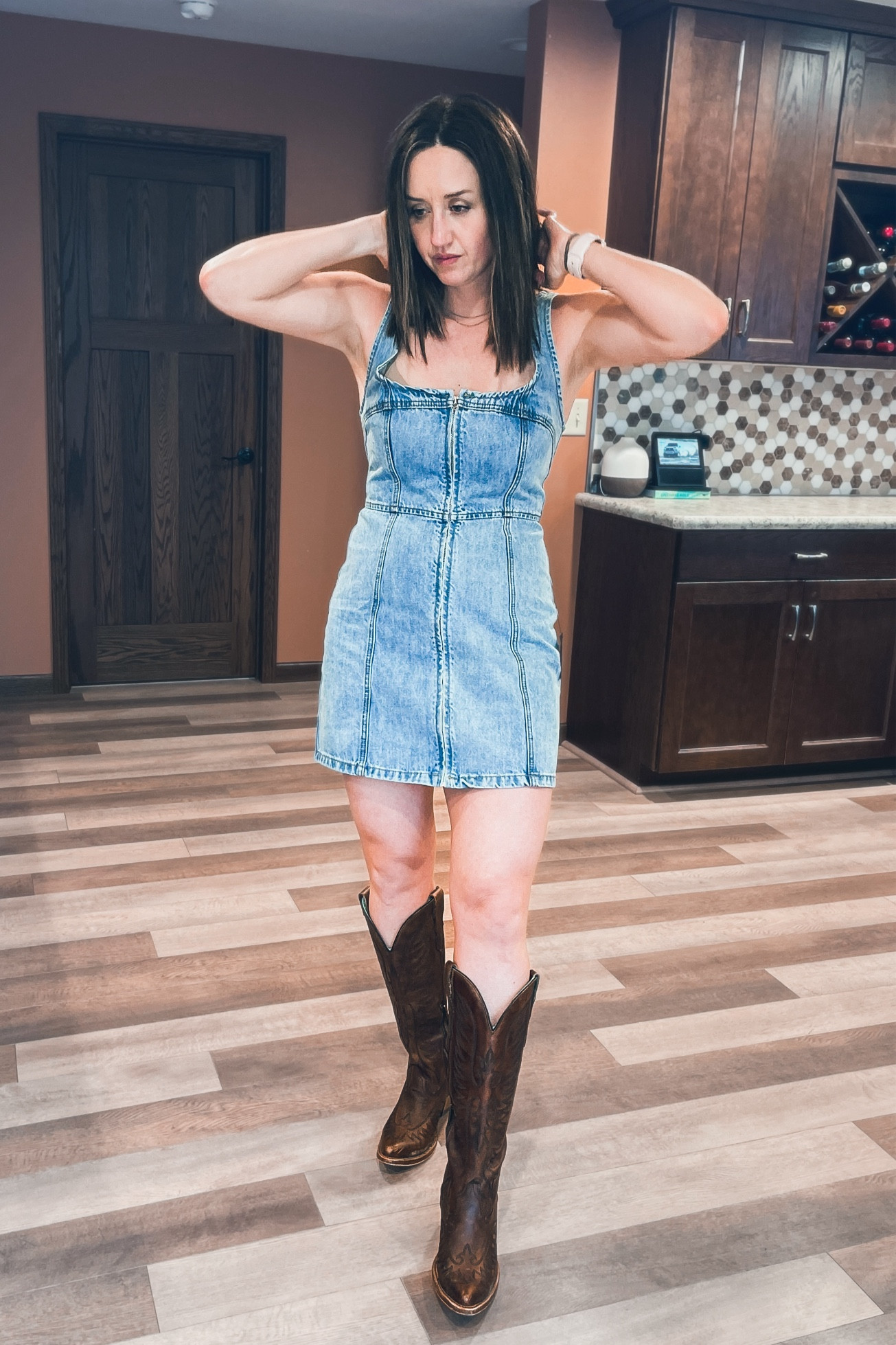 THIS DRESS 😍 wearing a medium. Boots are a 9.

#LTKFestival