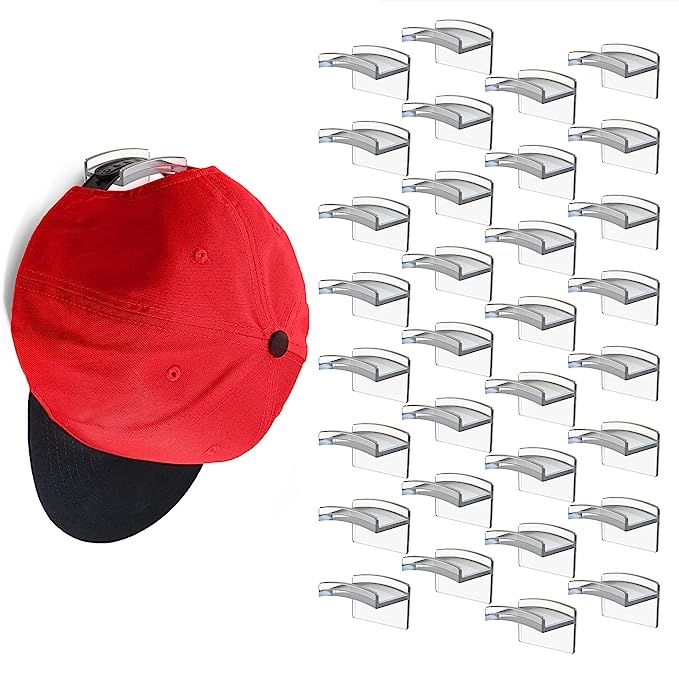 Modern JP Adhesive Hat Hooks for Wall (32-Pack) - Minimalist Hat Rack Design, No Drilling, Strong... | Amazon (US)