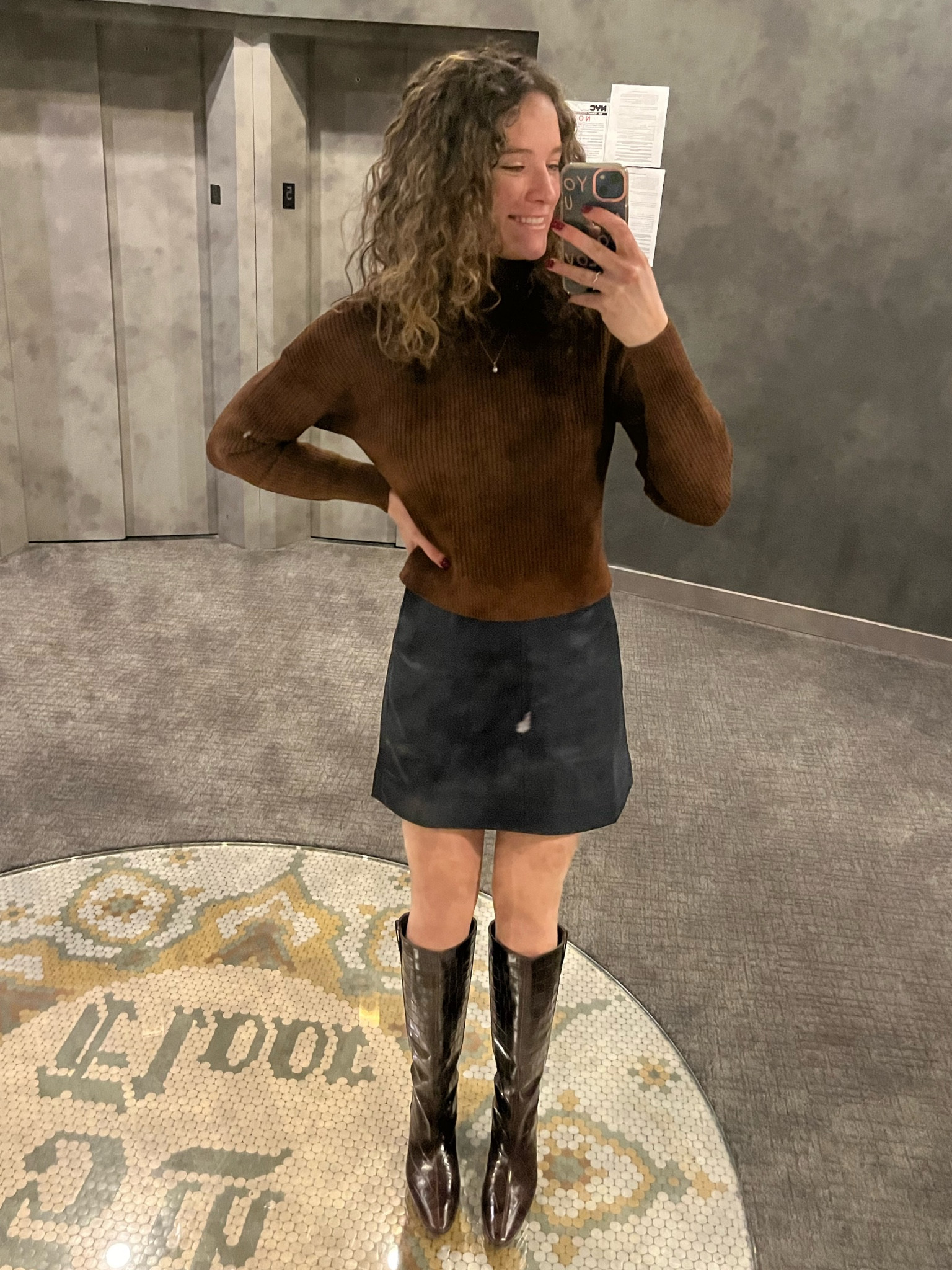 winter outfit!! cute skirt and sweater outfit with tights and knee high boots :) 

#LTKSeasonal