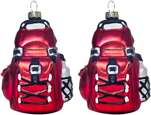 Set of 2 Hiking Backpack Glass Blown Christmas Ornaments, Blown Glass Ornaments for Christmas Tre... | Amazon (US)