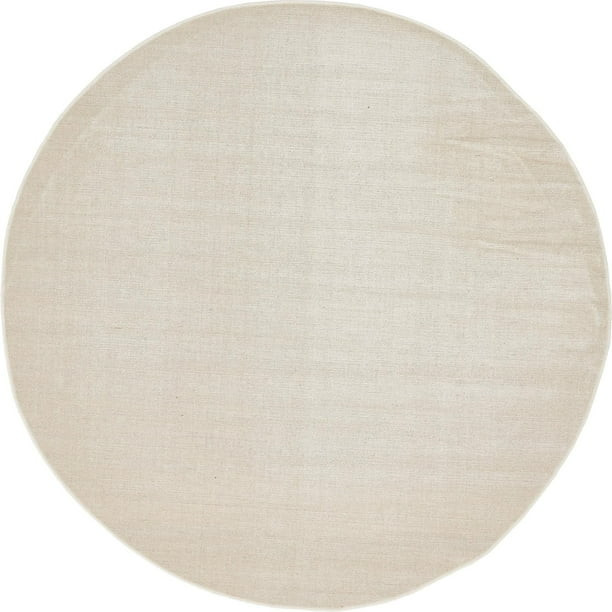 Unique Loom Indoor Round Solid Print Traditional Area Rugs Beige, 5' 0 x 5' 0 Round | Walmart (US)