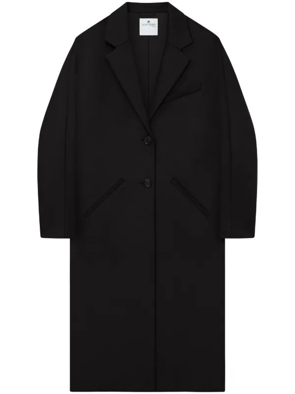 Courrèges Cocoon logo-appliqué Coat | Black | FARFETCH | Farfetch Global