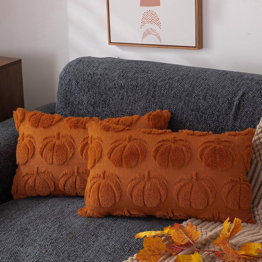 DFXSZ Fall Pillow Covers 12x20 Set of 2 Fall Decorations Autumn Rust Pumpkin Throw Pillow Cases S... | Amazon (US)