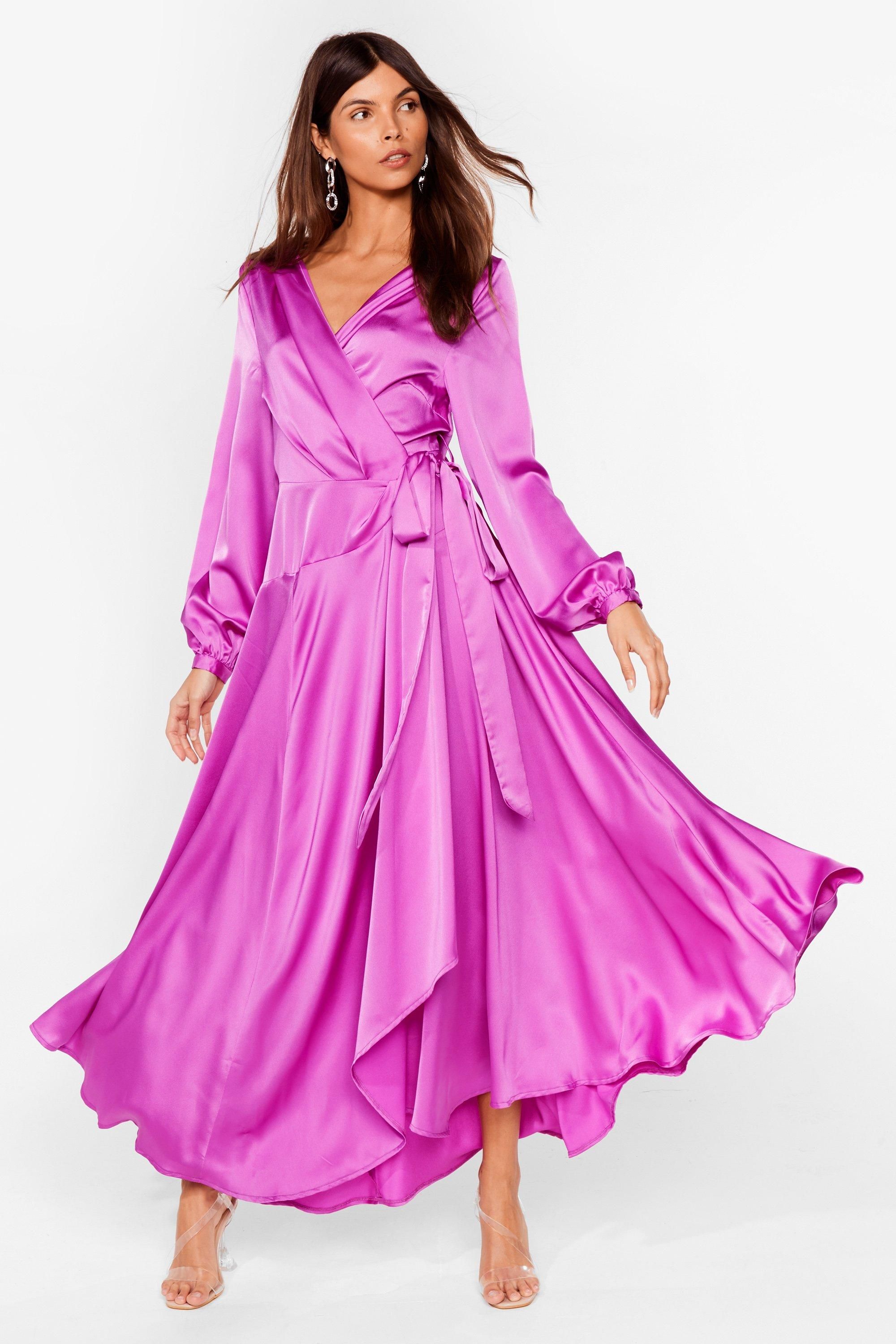 Long Cowl Back Wrap Dress with Long Sleeves | NastyGal (US & CA)