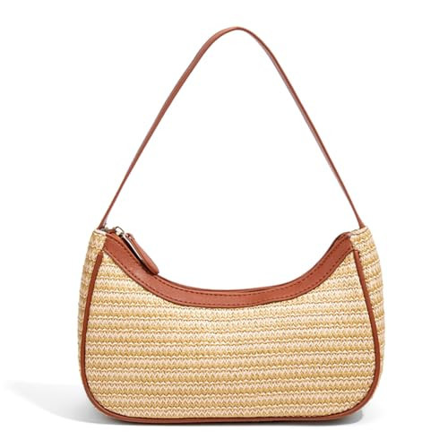 Dreubea Womens Woven Underarm Bag Lightweight Straw Purse Crossbody Top-Handle Bag Khaki | Amazon (US)