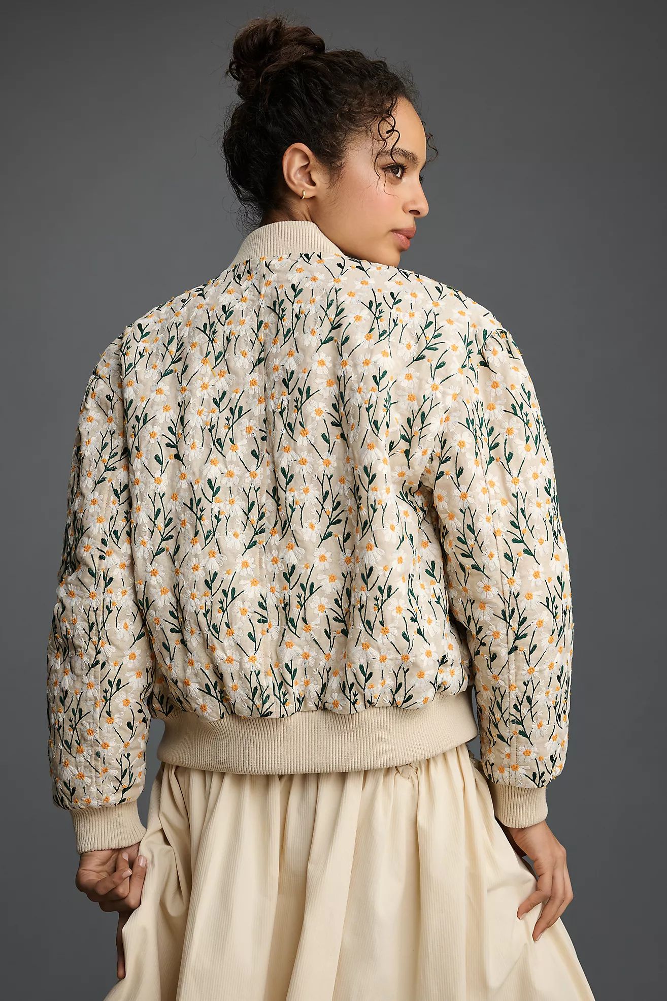 Avec Les Filles Embroidered Daisy Bomber Jacket | Anthropologie (US)