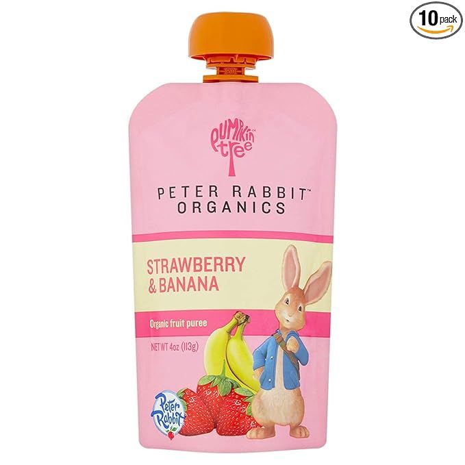 Pumpkin Tree Peter Rabbit Organics Strawberry and Banana Pure Fruit Snack, 4 Ounce (Pack of 10) | Amazon (US)