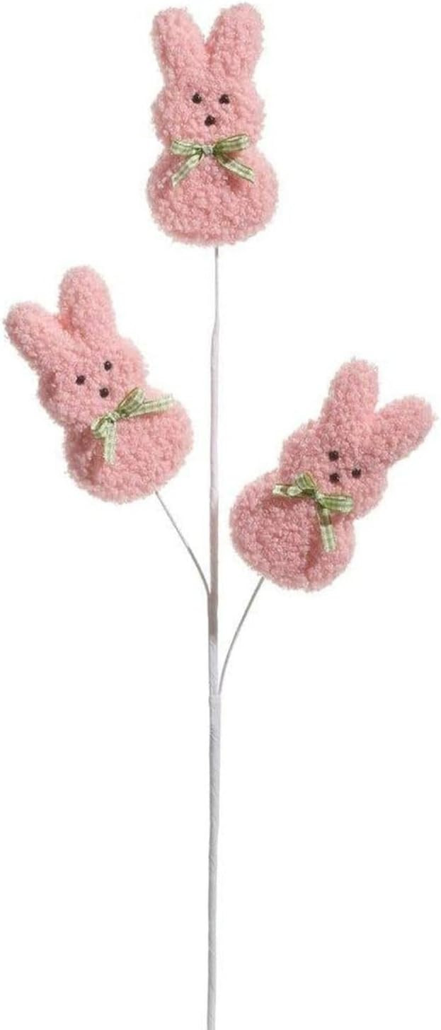 RAZ Imports Pink Easter Bunny Floral Pick, 24 Inch, Decorative Plush Rabbit Spray with Green Bow,... | Amazon (US)