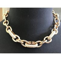 Vintage Gold Gilt Chain Link Necklace Choker With Rhinestones | Etsy (US)