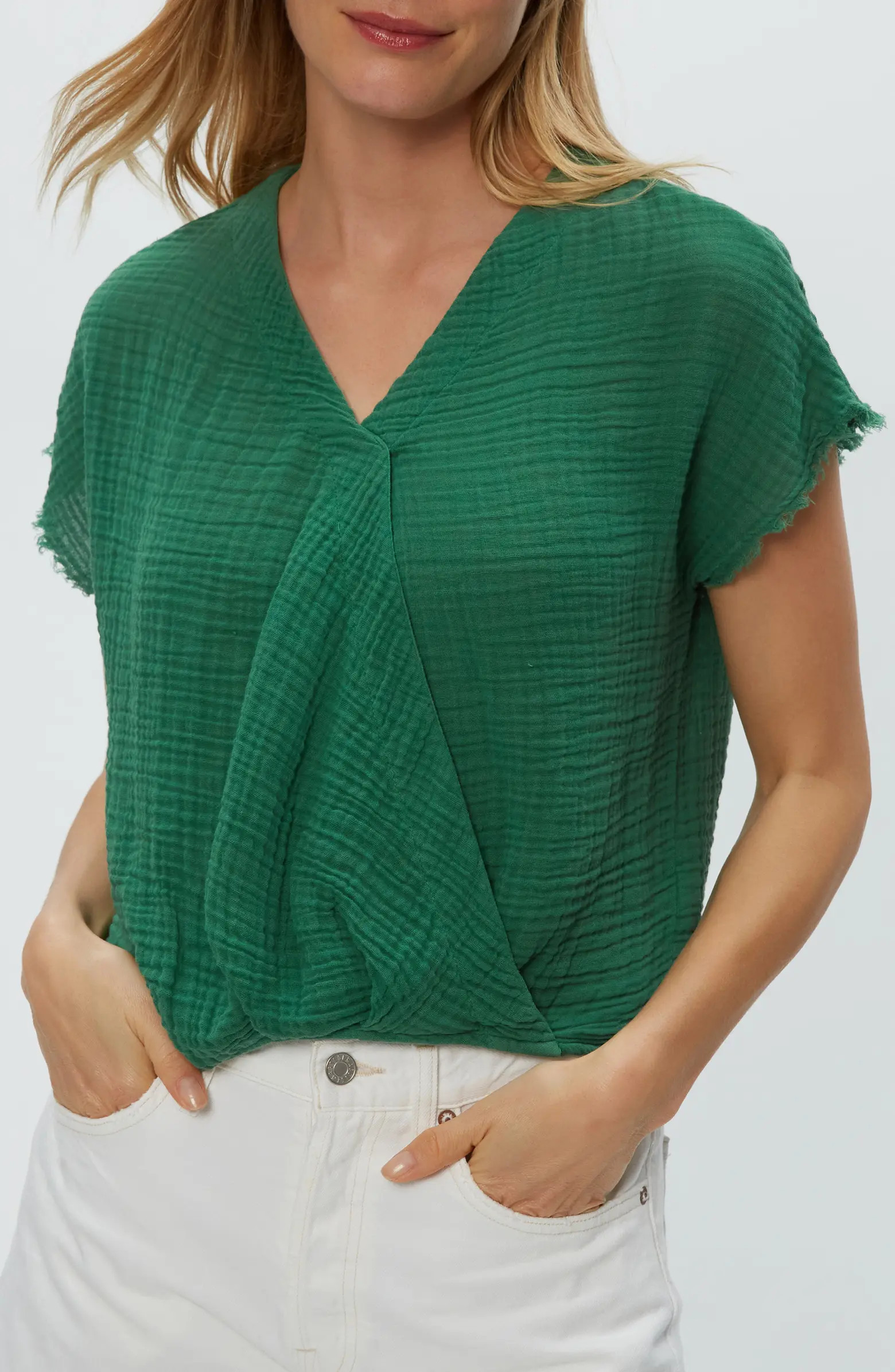 Evie Gauze Faux Wrap Top | Nordstrom