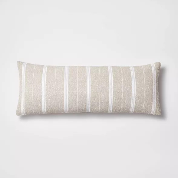 Oversized Oblong Boucle Woven Stripe Decorative Throw Pillow Khaki - Threshold™ designed with S... | Target