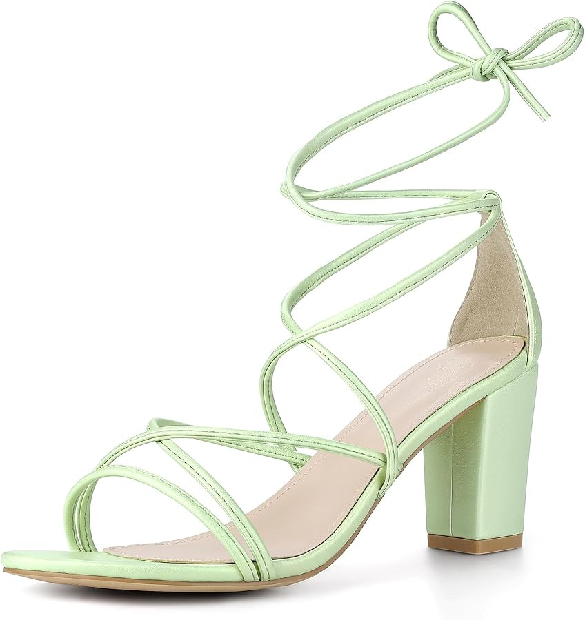 Perphy Lace Up Heels Strappy Chunky Heel Sandals for Women | Amazon (US)