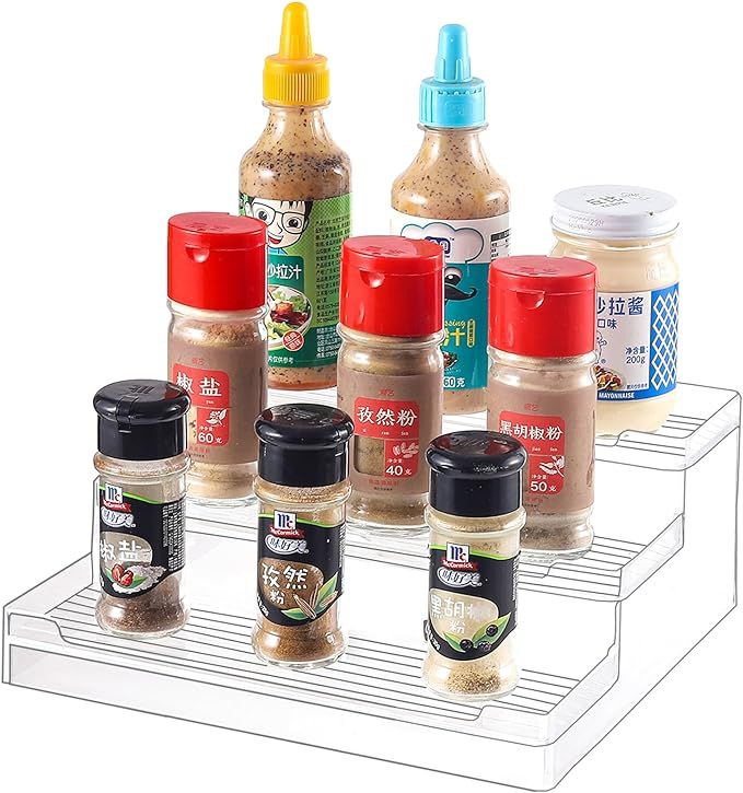 Spice Rack Organizer for Cabinet,3 Tiered Shelf organizer and Acrylic Spice Storage,Clear Pantry ... | Amazon (US)
