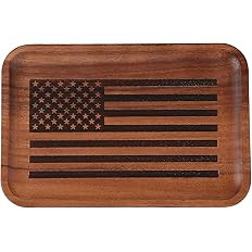 American Flag Serving Acacia Wood Valet Tray for Men Women Catch All Acacia Wooden Tray, Mens Key... | Amazon (US)