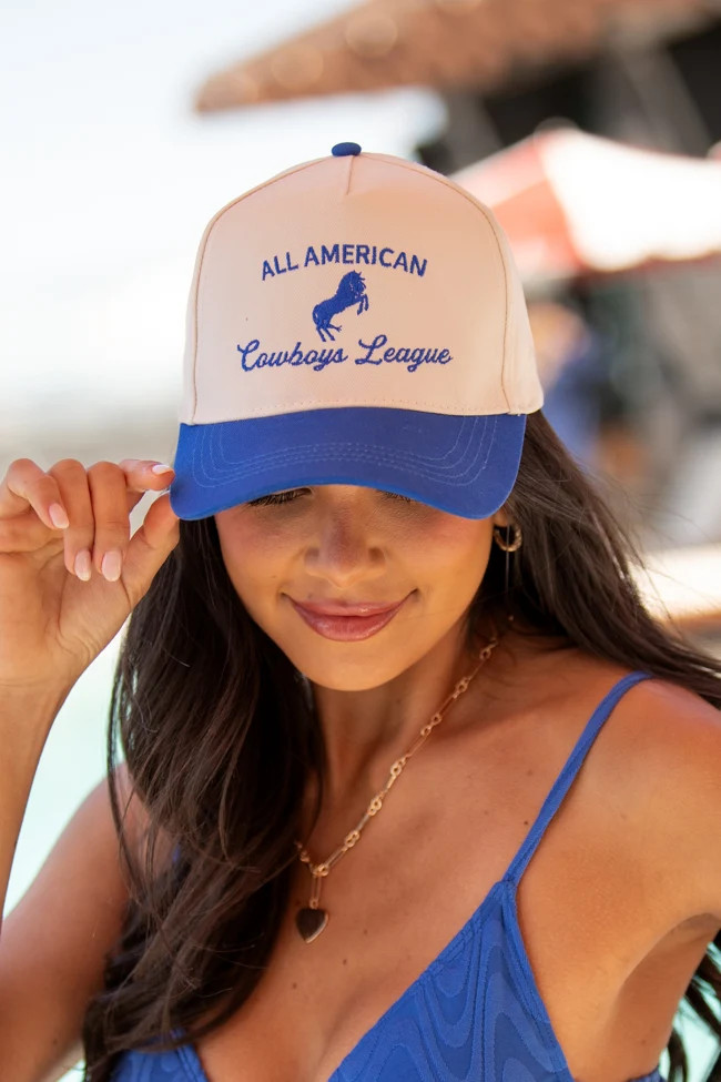 All American Cowboy League Blue Trucker Hat | Pink Lily