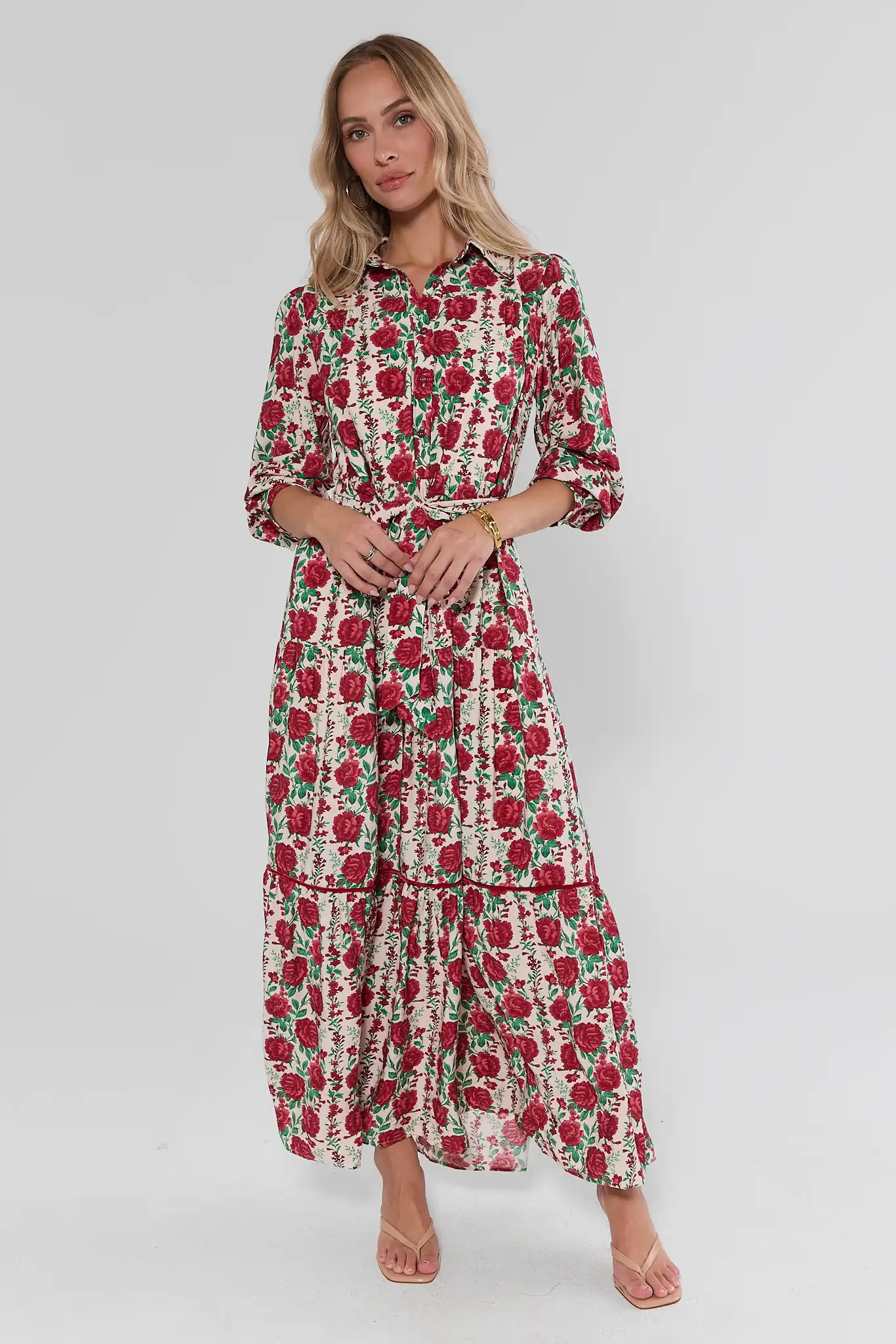 Cream Rose Print Maxi Dress | Avara