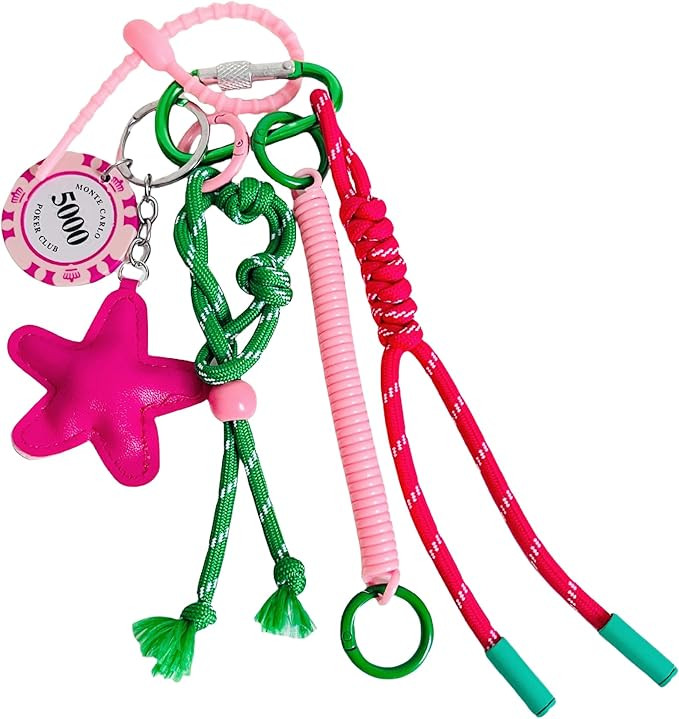 Pink Cute Keychain, Fashions Bag Charm, Hand-Woven Nylon Rope Key Chain, Aesthetic Keychain, Bag ... | Amazon (US)