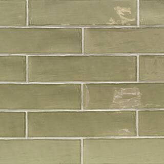 Catalina Kale 3 in. x 12 in. x 8 mm Polished Ceramic Subway Wall Backsplash Tile (10.76 sq.ft./case) | The Home Depot