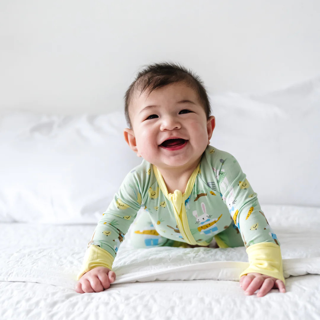 Pistachio Hop To It Bamboo Viscose Zippy | Little Sleepies