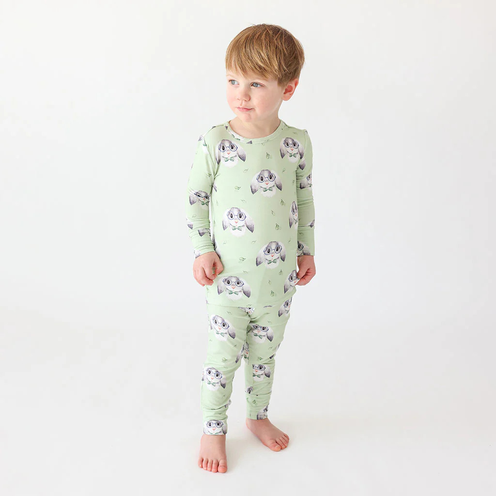 Bunny Green Long Sleeve Toddler Pajamas | Benny | Posh Peanut