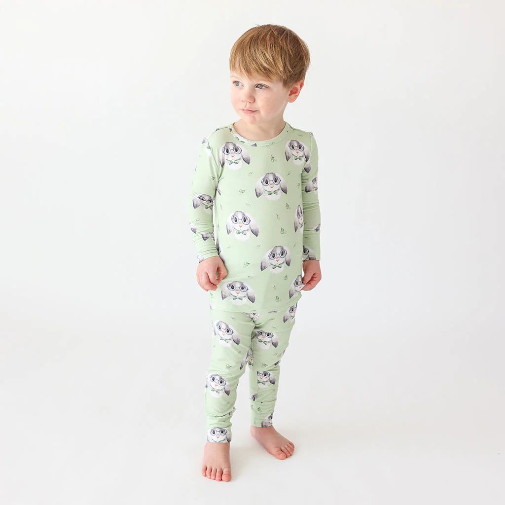 Bunny Green Long Sleeve Toddler Pajamas | Benny | Posh Peanut