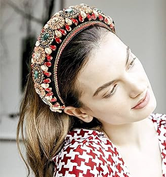 Padded Rhinestone Headband Bejewelled Crystal Velvet Wide hairband Party Headwear Hair Accessorie... | Amazon (US)