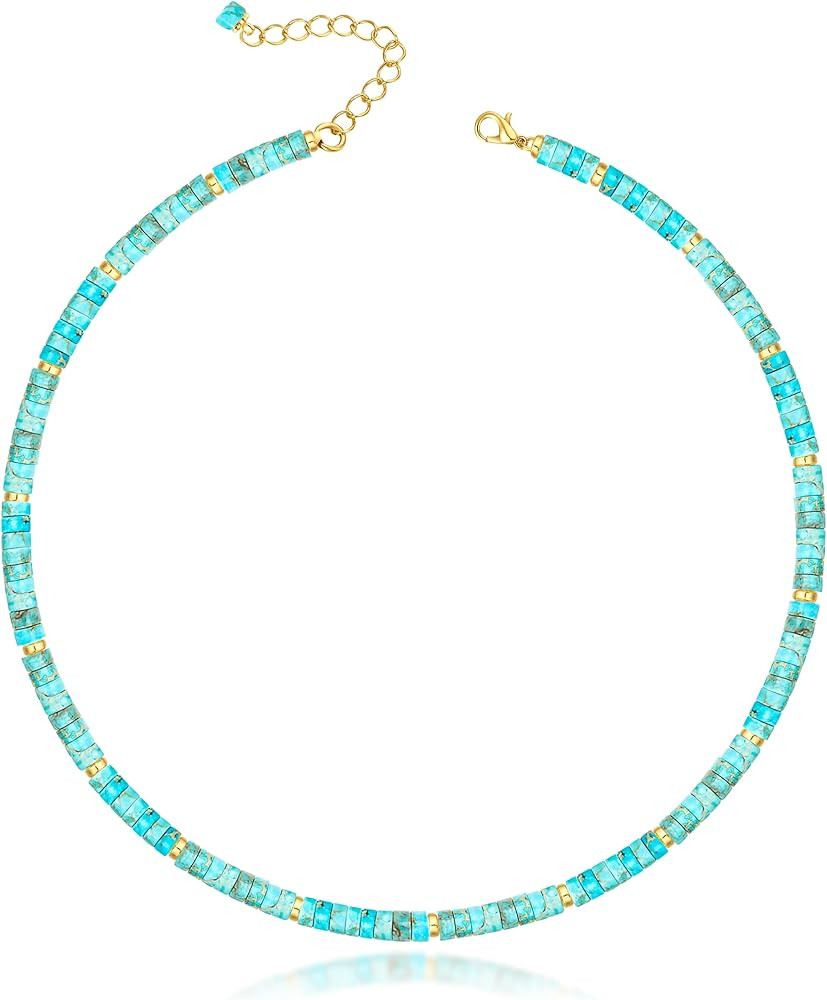 Heishi Style Gemstones/Natural Pearls Beaded Choker Necklace for Women, Handmade Jewelry Gifts fo... | Amazon (US)