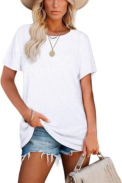 Jescakoo Summer Tops for Women Crewneck Loose Fit Soft | Amazon (US)