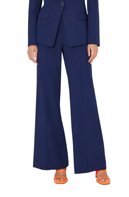 Milly Nash Wide Leg Cady Pants in Navy at Nordstrom, Size 0 | Nordstrom