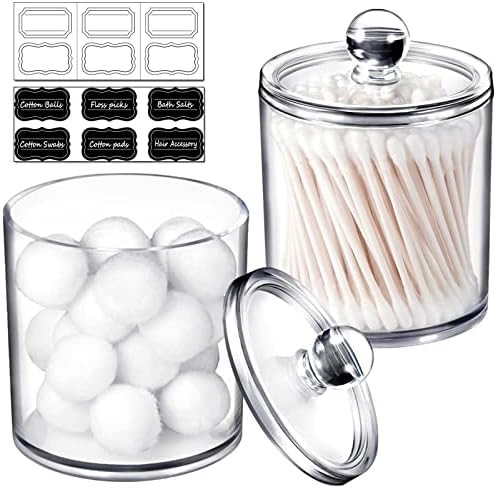 2 Pack of 15 Oz. Qtip Dispenser Apothecary Jars Bathroom with Labels - Qtip Holder Storage Canist... | Amazon (US)